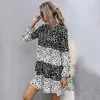 Casual Dresses Women French Chiffon Polka Dot Long Sleeve Dress 2023 Fall Winter Female Round Neck Black And White Loose