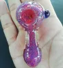 Vente en gros Mini Pyrex Pipes À Main En Verre Accessoires De Rig De Fumer Brûleur De Tabac Coloré 3D Rose Violet Longueur 3 Pouces