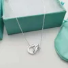 Necklace Seiko t Double Ring Necklace 1837 S925 Sterling Silver Couple Clavicle Chain Interlocking Fashion Personality Female KTQ3