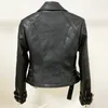 Women's Leather Faux Leather HIGH QUALITY est Designer Jacket Women's Lion Buttons Faux Leather Jacket Motorcycle Biker Jacket 231118
