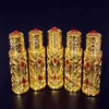 groothandel 3 ml legering glazen parfum fles Arabische stijl metalen essentiële oliën fles met glazen druppelaar gouden kleur