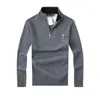 Polo de créateur pour hommes seniors en laine Ralph, épais, demi-fermeture éclair, col haut, pull chaud, coupe ajustée, tricoté, Lauren Jumper Little Horse, coton Swe