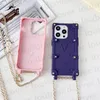 İPhone 15 Pro MAX Case 14 Pro 14 Pro 13 İPhone Case Moda Kabartma 3D İçbükey Desen Marka Monogram Crossbody Square Mobil Kapak Boyun Kradard