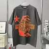 Camisetas masculinas Hellstar High Street Letter Print Algodão masculino e feminino com gola redonda camiseta manga curta
