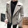 Men's Wool Men's Double Breasted Jacket 2023 High Quality Pure Color Fashion Slim Short Coat Winter Casual Warm Large Size 5XL