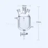 Lab Four-mouth Glass Jacketed Reaction Bottle With PTFE Emptying Valve Laboratory Double-decker Flask