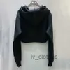 2023 Autumn/Winter Short Women's Hoodie Designer Brand Clothing Women's Casual Black Long Sleeve Sweater Sexy Party Street Clothing Women's Sweatshirt