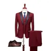 Herrenanzüge Hochzeit Herren Blazer Hosen Weste Set Ehe Bräutigam Kleid Anzug Theater Plus Größe Slim Fit Herren 3 Stück 6 Farben