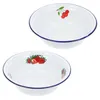 Bowls 2 Pcs Enamelware Metal Bowl Decoration Home Enamel Tableware Vintage Fruit Salad Basin Spaghetti Enamels Pots