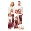 Bijpassende familie-outfits Kerstpyjama voor honden Cartoon elandenprint T-shirt met lange mouwen en geruite broek Kleding voor ouder-kind 231118
