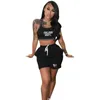 2023 Summer Womens Suituesuits Designer Lettera di abbigliamento Stampato a 2 pezzi Short Sex Sexy Tan Top e Shorts Sports Abito