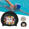 Bonnets de natation chapeau Silicone blanc/noir chaton impression nager anti-dérapant imperméable résistant à la déchirure piscine pour bord de mer P230418nice