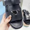 Rubber wedge Platform slippers smooth vintage sandals for women designer shoes casual flats