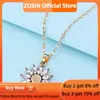 Pendant Necklaces ZOSHI Sun Flower Chains Necklace For Women Luxury Crystal Pearl Beads Choker Collars Wedding Party Jewelry