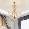 Kroonluchters Dingfan European Style Copper Crystal Chandelier Studie Slaapkamer Living Restaurant El Lobby Aisle Decoratief hangend licht