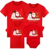 Family Matching Outfits Christmas Clothes Mother Father Daughter Son Baby T shirt Parent child Red Santa Year Gift 231118