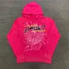 Мужские толстовки с капюшоном Spder Young Thug Angel Pullover Pink Red Hoodye Pants Men Top Quality Shoe Spders Printing Spider Web FFME