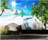 Papéis de parede Mural personalizado no papel de parede papel de parede 3d Vista para o mar de praia Paisagem da paisagem Decoração de casa Po na sala de estar