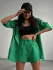 Dwuczęściowe spodnie damskie letnie dresowe szorty damskie garnitury zielone koszulki z krótkim rękawem streetwear