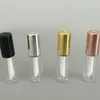 Tubos de lipgles de plástico transparentes Bottles de embalagem Batom de tubo labial Mini Amostra de recipiente cosmético com tampa de ouro rosa