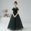 Vestidos de menina crianças meninas meninas vestidos de festa de noite formal Princesa de casamento longa lantejoulas de flor de tulle vestido de dama de honra júnior para