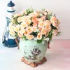 Dekoratif Çiçekler 5heads Mini Güller Buket Yapay Çiçek Düğün Sahnesi Düzeni Sahte Oturma Odası Noel Ev Masası Dekor Aksesuarları