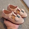 Flat Shoes Little Girls Leather Princess Sweet Kids Flats Children T-strap With Bowtie Toddlers 21-30 For Wedding Party Spring Summer