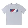 23FWトラップスターハイストリートトラックスーツサマーメンズTシャツ半袖衣装トラックスーツブラックコットンストリートスズ