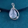 Pendant Necklaces XMS Natural Stone Amethyst Rose Quartz Crystal Necklace Waterdrop Shape Faceted Semi Gems For Women Girl Fashion Jewelry