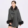 Damesbont Nepbont Kantoor Dames Informeel Wintermantel Imitatiebontkraag Patchwork Dames Wollen Capes Losse dikke Aline Elegante jas Warme jas Poncho 231118