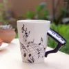 Mugs 2 Pcs Creative Novelty Ceramic Cup Free Spectrum Coffee Milk Tea Personality Mug Piano Handle & Note