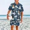 남자 트랙 슈트 그레이트 데인 하와이 세트 3D 온대 인쇄 하와이 셔츠 해변 반바지 남자를위한 남자 재미 개 햇볕에 쬐고