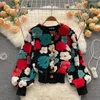 Damesjassen Vintage vrouwen met lange mouwen bloemen jas met één borsten sweatshirt lagen mode herfst wintermeisje schattige outswear