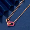 Ism Necklace V T Necklace Ring Horseshoe Buckle Rose Gold Pendant Light Simple Pink Diamond Double Collar Chain