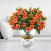 Fleurs décoratives 1 Bouquet Fantaisie Simulation Fleur 6 Couleurs Faux Réaliste Artificielle Eucalyptus Faux Soie Rose Po Prop