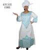 Ropa étnica Vestido africano para mujer Bazin Riche Diseño de bordado Vestido largo con bufanda A196 # 230419