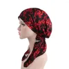 Ball Caps Women Muslim Elastic Turban Print Long Tail Hat Head Scarf Wrap