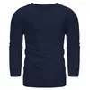 T-shirt da uomo T-shirt da uomo tinta unita con scollo a V T-shirt a maniche lunghe Top in poliestere T-shirt traspirante Top Holiday Beach Party Casual Uomo