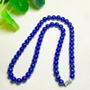 チェーン1 PC FENGBAOWU NATURAL LAPIS LAZULI NECKLACE ROUND BEADS CRYSAL REIKI HEALING STONEファッションジュエリーギフト