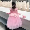 Kläder sätter rosa sovande skönhetsklänning barn aurora cosplay kostym vår höst flicka födelsedagsfest prinsessa kläder barn elegant klänning 231118