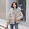 Women's Trench Coats Down Coat Warm Long Sleeve Stand Collar Ladies Casual Shinny Winter Jacket Zipper Pockets Outerwear For Female Fashion