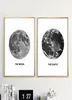 Planet Moon Earth Canvas Art Affischer and Prints Nordic Minimalist Black White Canvas målning för vardagsrumsdekor2300875