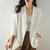 Kvinnors kostymer blågrön Casual liten kostym Jacka Kvinnans sommartunna kvinnor Blazer 2023 High-End Chiffon Jocket