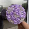 Bouquet de fleurs décoratives de mariage en soie, strass de luxe pour mariée, demoiselles d'honneur, accessoires à main élégants et magnifiques cristaux de mariée