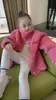 Big kids splicing fleece coat old girls PU leather straps collar long sleeve outwear winter children Integrated plush fur warm coat Z5480