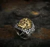 Ringos de cluster sólidos 999 Sterling Silver masculino Homem artesanal artesanal Buddha Punk Biker Ring Jóias A5656