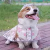 Dog Apparel Innovative Rain Jacket With Towing Hole Windproof Meticulous Workmanship Clear Floral Print