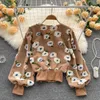 Damesjassen Vintage vrouwen met lange mouwen bloemen jas met één borsten sweatshirt lagen mode herfst wintermeisje schattige outswear