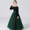 Girl Dresses Dideyttawl Sequin Tulle Long Sleeves Flower Wedding Junior Bridesmaid Evening Party Dress For Girls Pageant Gown