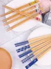 Chopsticks 5 par bambuhushåll Långt halkuppsättning av bordsartiklar Multi Color Wood